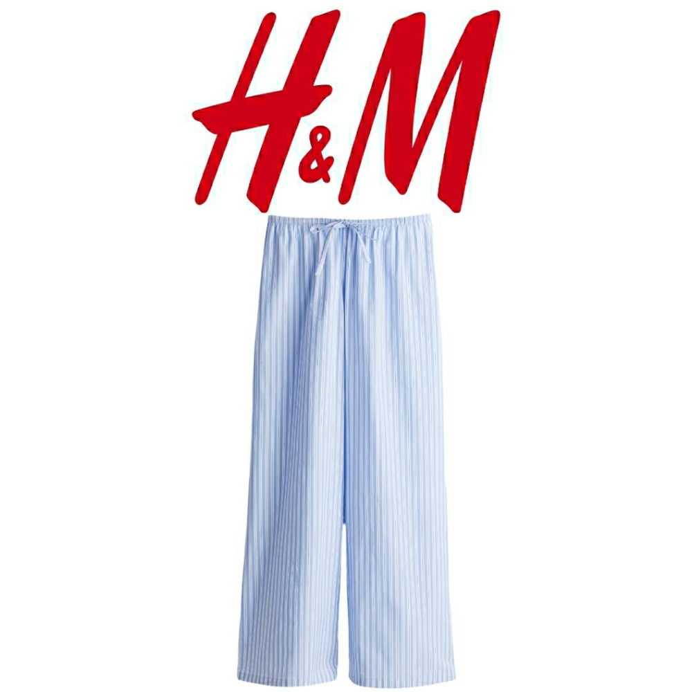 H&M Cotton Pajama Pants (blue/white/black, striped